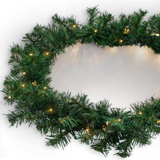 Spetebo LED-Girlande Weihnachts-Girlande grün mit Lichterkette 270 cm, 35-flammig, Künstliche Tannen Girlande mit Lichterkette und Timer - Outdoor