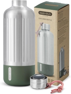 Trinkflasche Isolierflasche 0,85L Edelstahl black+blum olive BAM-EIWB-L010