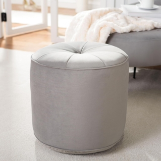 SAFAVIEH Gepolstert Hocker, Hellgrau, 55 X 55 X 50