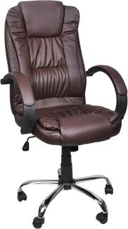 Bequeme Bürostuhl Chefsessel Drehstuhl Ergonomischer Schreibtischstuhl mit Kunstlederbezug Schwarz/Weiß/Braun 8983, Farbe:Braun-Brown