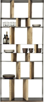 Kare Design Regal Storm, Regal aus Stahl mit Regalwänden aus Holz, Bücherregal, modernes, offenes Regal, kunstvolles Regal, (H/B/T) 234 x 100 x 30 cm