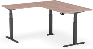 elektrisch höhenverstellbarer Schreibtisch L-SHAPE 180 x 170 x 60 - 90 cm - Gestell Schwarz, Platte Walnuss