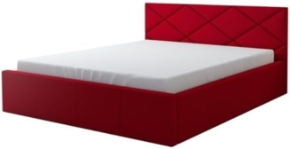 Polsterbett VIGI 180x200 mit Matratze, Bettkasten und Lattenrost. Farbe: Rot 64