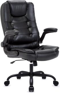 IntimaTe WM Heart Bürostuhl Schreibtischstuhl Leder, Ergonomischer Chefsessel mit Armlehnen, 360°Bürodrehstuhl Höheverstellbar Kunstleder Drehstuhl Belastbarkeit bis 150kg ,Schwarz
