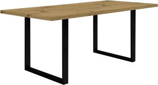 FORTE Tables Esstisch, Holzwerkstoff, Braun/Schwarz, 180 x 74,7 x 90 cm