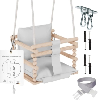 MAMOI® Babyschaukel Holz | Indoor Babyschaukel | Kinderschaukel indoor | Babyschaukel 3 in 1 + SICHERHEITSGURT | Holzschaukel Baby | Kleinkindschaukel | Kinderschaukel Holz | CE | 100% ECO | Made in EU