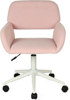MEUBLE COSY Bürostuhl Ergonomisch Schreibtischstuhl mit höhenverstellbar Armlehnen 360° Drehbar Schminkstuhl Drehstuhl für Büro Wohnzimmer Schlafzimmer Vanity, Cordstoff, Rosa