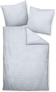 Janine Wendebettwäsche Karo Streifen modern classic|Kissenbezug einzeln 40x80 cm| platin