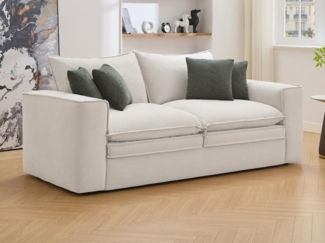 Vente-unique - Sofa 3-Sitzer - Stoff - Beige - PORALO