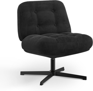 COLAMY Ergonomischer Bürostuhl Ohne Rollen, Schneidersitz Stuhl, Criss Cross Chair, 360° Drehbar Lehnstühle Lounge, Schminktisch Stuhl für Home Office, Schwarz