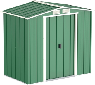 Duramax ECO 6x4 (2.17 m²) Metallgerätehaus, feuerverzinktes Metall gerätehaus - Geräteschuppen, verstärkte Dachkonstruktion, wartungsfreier und wetterfester Metallschuppen, Grün