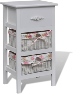 vidaXL Beistellschrank mit 1 Schublade und 2 Körben Weiß Paulowniaholz 241542
