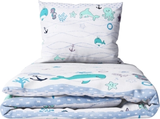 2 Stück Baby Kinder Quilt Bettdecke & Kissen Set 80x70 cm passend für Kinderbett oder Kinderwagen Muster 13