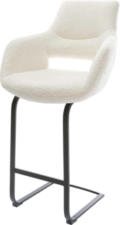 Barstuhl Yago-Flex Bouclé Weiß Freischwinger flach Metall Schwarz Taschenfederkern