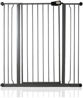 Safetots Extrahoher Metall-Sicherheitsgitter, Druckmontage, 100. 8cm - 108. 4cm, Schiefergrau, 104cm Höhe, Extrahohe Treppengitter, Gitter für hohe Babys, Einfache Installation