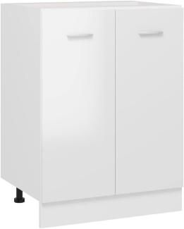 vidaXL Unterschrank mit 2 Regalböden Küche Schrank Küchenzeile Küchenmöbel Küchenschrank Küchenunterschrank Hochglanz-Weiß 60x46x81,5cm Holzwerkstoff