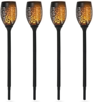Outsunny Solarleuchte, Gartenlicht, 4er-Set Lampe, 6–8 h, IP44 Wasserfest, Kunststoff, Schwarz, Ø12 x H72 cm