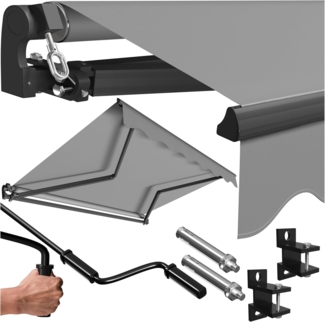 KESSER® Gelenkarmmarkise Markise Gelenkmarkise 300x250 cm Terrassenmarkise Klemmmarkise Sonnenmarkise inkl. Wandhalterung Sonnenschutz Balkonmarkise wasserabweisend Alu/Polyester, Grau