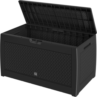 Casaria Auflagenbox Matuba, 310L Haltegriffe Rollen Balkon Wohnzimmer Flecht-Optik Anthrazit