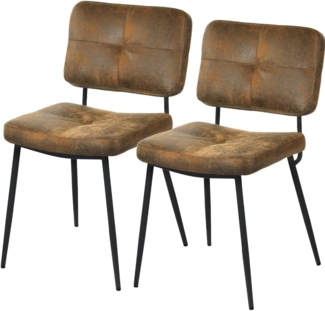 Shally Dogan Set mit 2 Esszimmerstühlen mit Füßen aus schwarzem Stahl und Sitz und Bezug aus Kunstleder, ergonomischer Stuhl im nordischen Design, ideal für Schlafzimmer, Küche, Büro