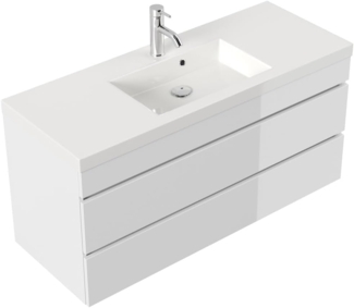 Badmöbel GENEVA 120 SoftClose weiss hochglanz mit grifflosen Schubladen : Weiss hochglanz