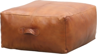 Marrakesch Orient & Mediterran Interior Pouf Vintage Pouf Sitzkissen Hocker aus Leder Fjord Gross