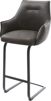 Barstuhl Alja-Flex Mikrofaser Anthrazit Vintage Freischwinger flach Metall Schwarz Taschenfederkern