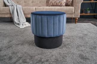 Atelier Del Sofa Modern Velvet Pouffe, Blue, 40 x 40 x 40 cm | 100% Polyester & Wooden Body | Stylish & Functional Accent for Home Decor & Seating