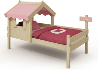 Wickey Kinderbett CrAzY Dreamy 90x200 cm – Stabiles Kinderhausbett (Holzpaket aus Pfosten und Brettern, Massives, langlebiges Holz), Kreativer Spiel- und Schlafbereich, Einzelbett