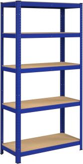 Standregal,Schwerlastregal, Kellerregal, Bücherregal, Lagerregal, 5 Ablagen, Küchenregal, Regal,verstellbare Ablagen, Industriestil,180x90x40cm,Blau,GLR40Q