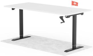 manuell höhenverstellbarer Schreibtisch EASY 180 x 80 cm - Gestell Schwarz, Platte Weiss