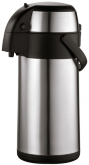 axentia Airpot in Silber, Pumpkanne aus rostfreiem Edelstahl, Isolierkanne mit Doppelwand, Isolierflasche mit Pumpe und unzerbrechlichem Korpus, Pump-Kaffeekanne mit Tragebügel, Volumen: ca. 3 L