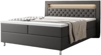 Boxspringbett Tesero mit USB, RGB und Stauraum 160x200 Grau H3