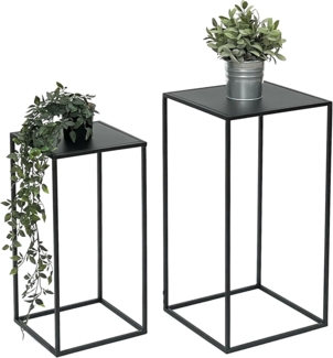 DanDiBo Blumenhocker Metall Schwarz Eckig Blumenständer Beistelltisch 96312 2er Set Blumensäule Modern Pflanzenständer Pflanzenhocker