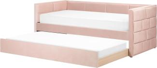 Tagesbett CHAVONNE 90 x 200 cm Samtstoff Pastellrosa