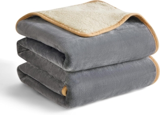 Lesure wasserdichte Hundedecke Grosse Hunde - 100x120 cm Outdoor Hundedecke waschbar, Hundedecke Sofaschutz aus Sherpa Fleece, Katzendecke weich, grau