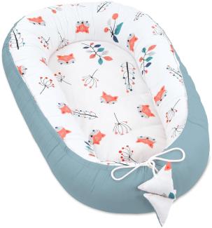Babynest Kokon Neugeborene 90x50 cm - Handmade Kuschelnest Baby Nestchen aus Baumwolle Fuchs Salbei