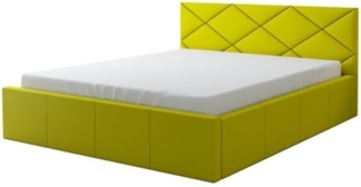 Polsterbett VIGI 160x200 mit Matratze, Bettkasten und Lattenrost. Farbe: Gelb 18