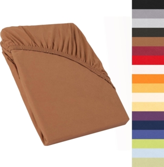 CelinaTex Spannbettlaken Perla Topper Laken Jersey 2erSet 90x200-100x200cm schokobraun, Baumwolle, (2 Stück), bügelfrei,faltenfreier Sitz,formstabil und dauerelastisch