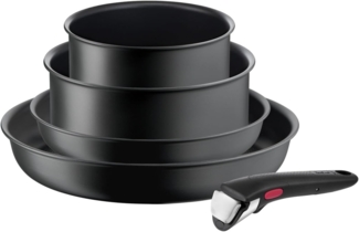 Tefal Topf-Set Ingenio Ultimate, Topf und Pfannenset abnehmbarer Griff, stapelbar, Aluminium (Set, 5-tlg, 2x Kasserollen Ø 16/20 cm, 2x Pannen Ø 22/28 cm, 1x abnehmbarer Griff), platzsparend, Pfannenset Induktion mit Antihaftversiegelung, L76495