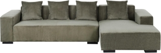 4-Sitzer Ecksofa Cord grün linksseitig LUNGO