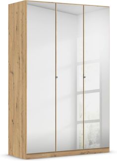 Rauch Möbel Reflect, Drehtürenschrank, Kleiderschrank, Schrank mit Spiegel, Garderobe, 3-türig, 3 Spiegeltüren, mit weiterem Zubehör, Farbe Eiche Artisan, Holz, 136 x 210 x 54 cm