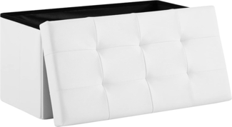 Zedelmaier Sitzbank mit Stauraum Sitzhocker faltbar belastbar bis 300 kg 76 x 38 x 38 cm(Weiß)
