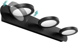 EMKE LED Spiegelleuchte Bad Spiegellampen für das Bad, Spiegellampe Badezimmer 50cm 360° Drehbar 3 Licht 15W Wandleuchte Badezimmer, Spiegelbeleuchtung Wandlampe Bad Wand Lampe Schwarz