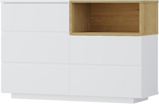 Vente-unique - Kommode mit 5 Schubladen & 1 Ablage - Weiß & Holzfarben - VYLARA