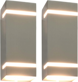 vidaXL Außenwandleuchten 2 Stk. 35 W Silbern Rechteckig 45651