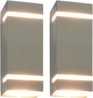 vidaXL Außenwandleuchten 2 Stk. 35 W Silbern Rechteckig 45651
