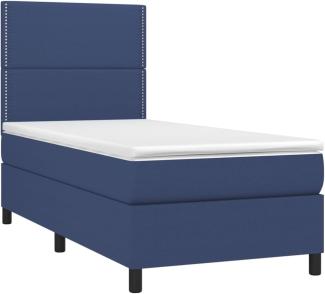 vidaXL Boxspringbett mit Matratze & LED Blau 100x200 cm Stoff 3134779