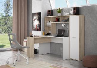 FORTE Eriadu Schreibtisch, Holzwerkstoff, Weiß/Beige, 173 x 152 x 116 cm