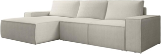 Vente-unique - Großes Ecksofa mit Schlaffunktion - Ecke links - Cord - Beige - AMELIA